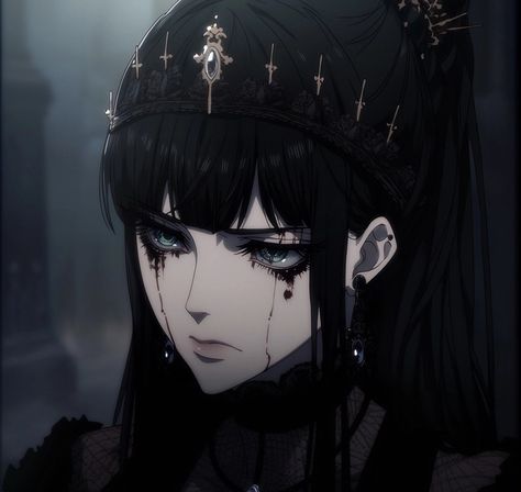 Vamp Anime Pfp, Goth Anime Girlies Pfp, Gothic Anime Characters, Anime Badass Pfp, Black Anime Vampire, Goth Anime Female, Anime Goth Aesthetic, Vampire Girl Pfp, Badass Anime Pfp