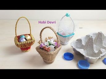 How To Make Easter Baskets, Mini Easter Basket, Easter Baskets To Make, Loom Knitting Tutorial, Making Baskets, Plastic Bottle Caps, Egg Carton Crafts, Jute Basket, Basket Crafts