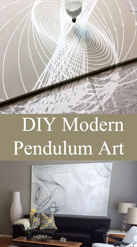 DIY Modern Pendulum Art - Made By Barb - Simple swinging of paint filled pendulum creates patterns for modern art canvases and geometric designs Pendulum Art, Pendulum Painting, Geometric Art Diy, Modern Art Diy, Art Methods, Geometric Shapes Design, Homeschool Elementary, Art Investment, Painting Canvases