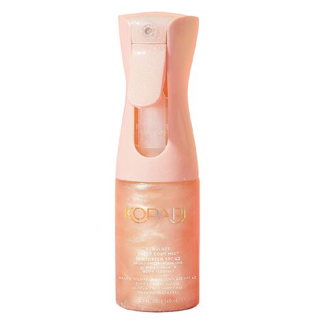 FYI: A Body Shimmer Will Give You the Glowiest, Most Luminous Skin of Your Dreams Spf For Black Women, Ulta Must Haves, Skin Care Stuff, Vitamins C, Gold Spray, Body Sunscreen, Spf Sunscreen, Body Mist, Body Products