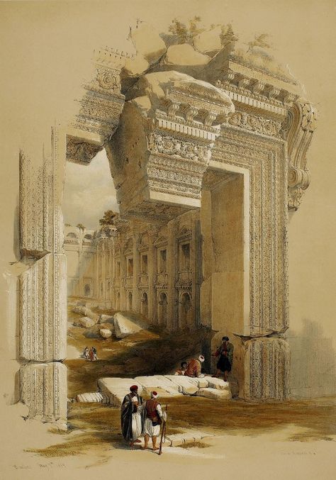 Temple Of Jupiter, David Roberts, 19th Century Art, Bd Comics, Classic Paintings, Historical Art, Ancient Architecture, The Temple, Ancient History