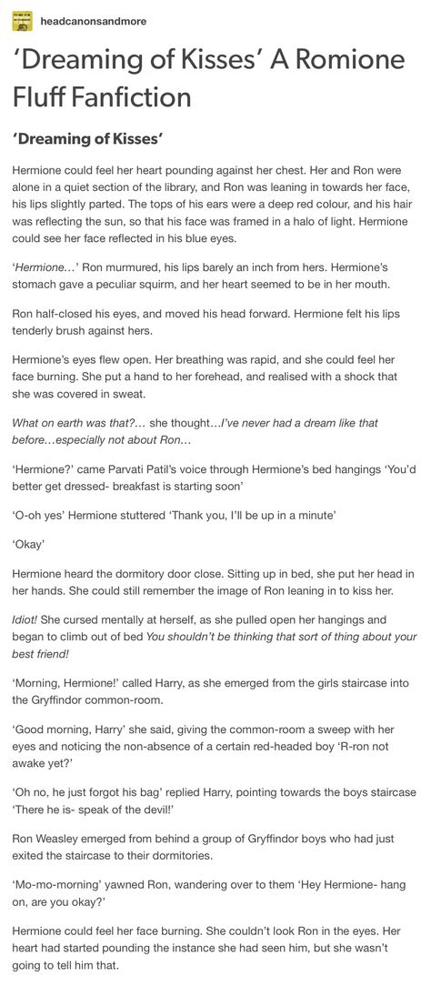 Ron and Hermione part 1 Hermione And Ron Headcannons, Romione Headcanon Cute, Ron And Hermione Fanfiction, Ron And Hermione Headcanon, Romione Fanfiction, Romione Headcanon, Ron X Hermione, Hp Stories, Harry And Hermione Fanfiction