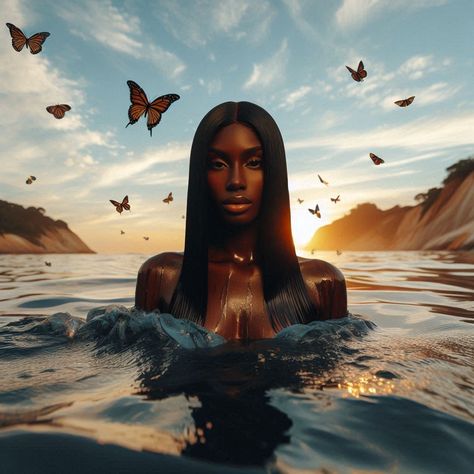 Water Goddess Photoshoot, Water Photoshoot Black Women, Butterfly Photoshoot Ideas, Pisces Birthday Photoshoot, Pisces Photoshoot Ideas, Tub Photoshoot Ideas, Wild Photoshoot, Birthday Pictures Ideas, Photoshoot Black Women