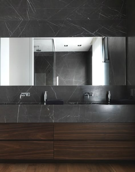 Cocoon Bathroom, Marble Bathroom Ideas, Black Marble Bathroom, Bathroom Ideas Luxury, Granite Bathroom, Dark Bathroom, Baths Interior, Stone Interior, Black Interior Design