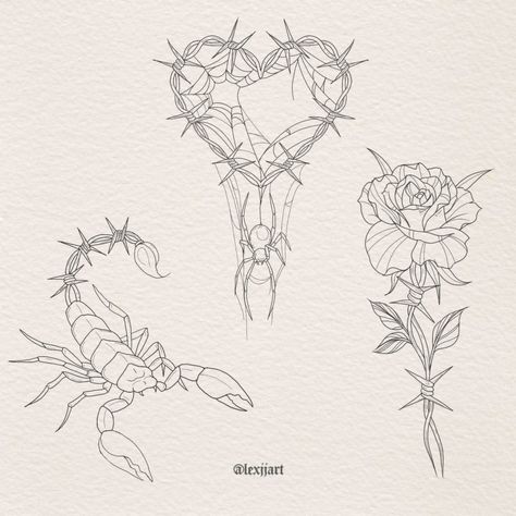 some barbed wire flash because you know how much I ❤️ it (shading included) - #barbedwire #barbedwiretattoo #barbedwiretattoos #flashtattoos #meme #ootd #lfl #tattooideas Flower With Barbed Wire Tattoo, Roses And Barbed Wire Tattoo, Girly Barbed Wire Tattoo, Feminine Barbed Wire Tattoo, Barb Wire Tattoo For Women, Barbed Wire Rose Tattoo, Barbed Wire Drawing, Barbwire Tattoo, Barbed Wire Tattoo