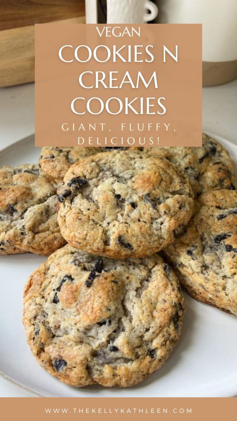 Large Vegan Cookies, Vegan Oreo Cookies, Salted Snacks, Vegan Cookies And Cream, Vegan Cookie Recipes, Cookies And Cream Cookies, Baking Vegan, Vegan Candy, Vegan Sugar Cookies