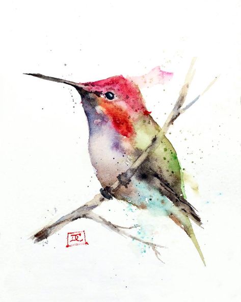 Hummingbird Watercolor, Watercolour Animals, Dean Crouser, Watercolor Hummingbird, Hummingbird Painting, Bird Watercolor Paintings, Hummingbird Art, Watercolor Pictures, Watercolour Inspiration