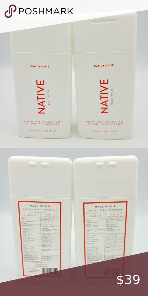 2x Native Body Wash Candy Cane Limited Edition 11.5 Oz Sulfate-Free Paraben-Free Native Body Wash, Scented Body Wash, Peppermint Scent, Sulfate Free, Paraben Free, Free Shopping, Body Wash, Candy Cane, Paraben Free Products