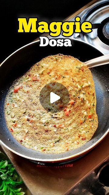 Renuka Salunke on Instagram: "Maggie Dosa ❤️
Ingredients 👇 
Maggie 
Rice Flour - 3 tbsp 
Rava / Semolina - 1 tbsp 
Chopped onion 
Tomato 
Green chilli 
Ginger 
Chilli flakes 
Salt to taste 
Maggie Masala 
Coriander leaves 
Water - 3 cups 
Oil or butter 🧈 
.
.
.
.
.
For more food updates 
Follow 👣 👉 @homecheff_renu
.
.
.
.
.
Like share comments and save for later 🙌 
.
.
.
.
.
.
#maggie #maggi #dosa #recipe #reels #viral #homecheff_renu #explore" Maggie Recipes, Masala Rice, Maggi Noodles, Maggi Recipes, Dosa Recipe, Salt Flakes, Tasty Healthy, Coriander Leaves, Green Chilli