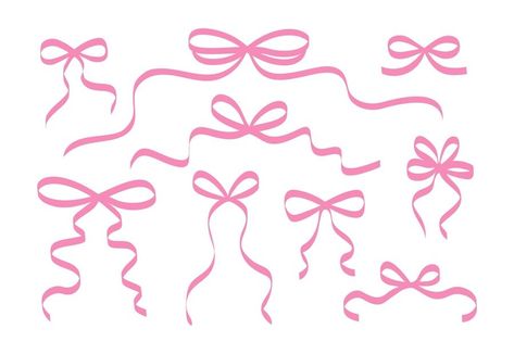 Premium Vector | Vector set of decorative pink bow ribbons vector ribbons silhouette Ribbon Silhouette, Leavers Shirt, Website Elements, Ribbon Illustration, Bow Logo, Bow Silhouette, Xmas Inspiration, Bow Graphic, Ribbon Vector