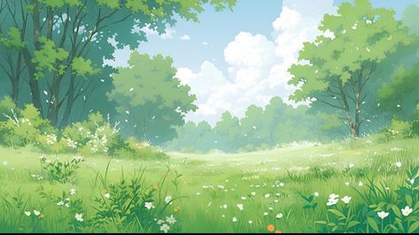 Macbook Air Wallpaper Studio Ghibli, Cloud Desktop Wallpaper Aesthetic, Landscape Green Wallpaper, Notion Cute Images, Green Illustration Aesthetic, Anime Background Aesthetic Landscape, Ipad Wallpaper Aesthetic Nature, Green Landscape Wallpaper Desktop, Green Pc Wallpaper Aesthetic