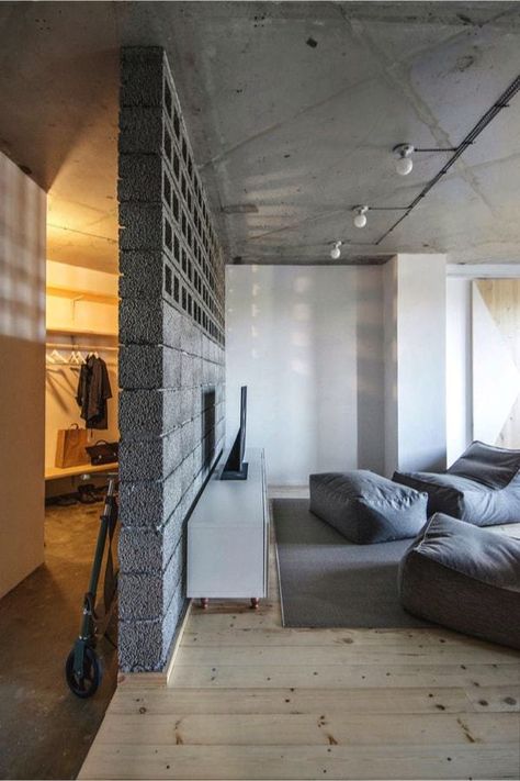 Design Ložnic, Concrete Interiors, Concrete Block, Industrial Bedroom, 아파트 인테리어, Industrial Loft, Design Del Prodotto, Industrial House, One Bedroom Apartment