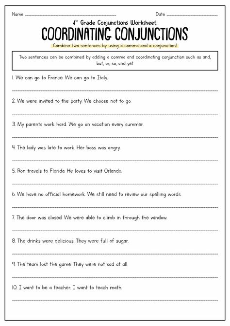 Grammar Correction Worksheet, Conjunction Worksheet Grade 4, Conjunctions Activities, Compound Sentence, Grade 3 English, Correlative Conjunctions, Complex Sentences Worksheets, Grammar Work, Types Of Sentences Worksheet