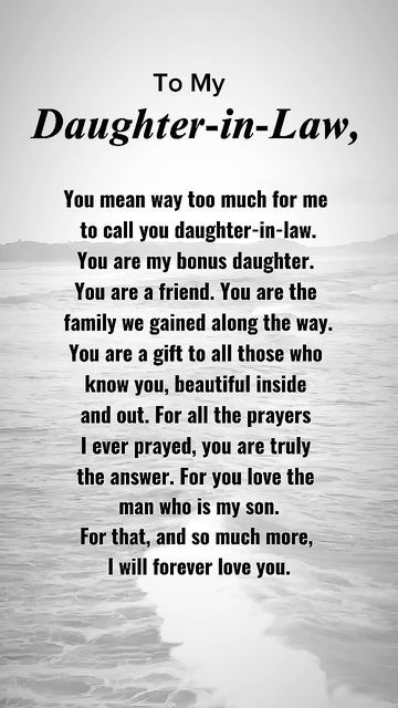 Daughter N Law Quotes, Letter To My New Daughter In Law, Letter To My Future Daughter In Law, Daughter In Law Quotes Love, Bible Verse For Daughter, Daughter In Law Quotes, Birthday Sayings, Quotes About Grandchildren, Soul Messages