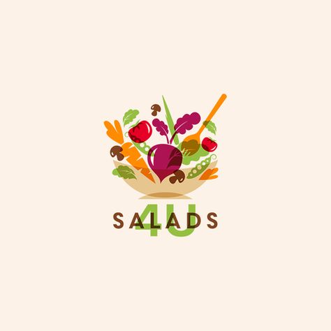 Salads 4U | 99designs Salad Logo, Logo Home, Drinks Logo, Home Made, Logo Design, Salad, ? Logo, Color, Design