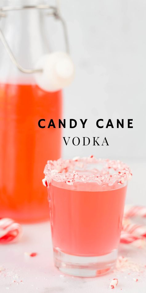 Candy Cane infused Vodka | Simply Made Recipes How To Infuse Vodka, Peppermint Alcoholic Drinks, Peppermint Vodka Drinks, Peppermint Drinks, Vodka Candy, Candy Cane Vodka, Infuse Vodka, Infused Spirits, Dessert Cocktails