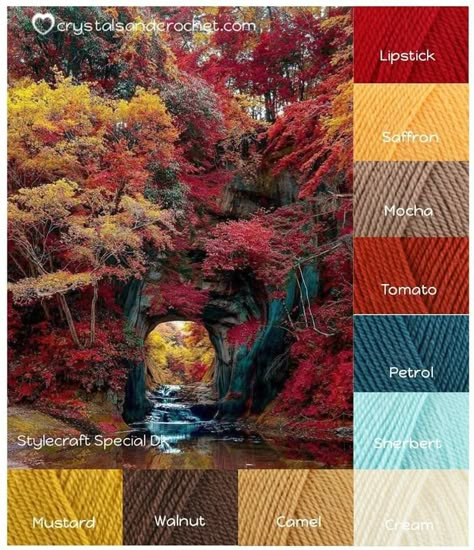 Crochet Colour Combinations, Fall Color Combinations, Fall Color Palettes, Yarn Color Combinations, Colours That Go Together, Temperature Blanket, Color Schemes Colour Palettes, Paint Color Palettes, Palette Design