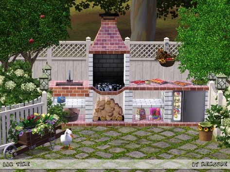 Sims 3 Custom Content, Simple Outdoor Kitchen, Winnie The Pooh Nursery, Bedroom Blanket, The Sims 3, Bbq Area, Sims Community, Cc Sims, Summer Bbq