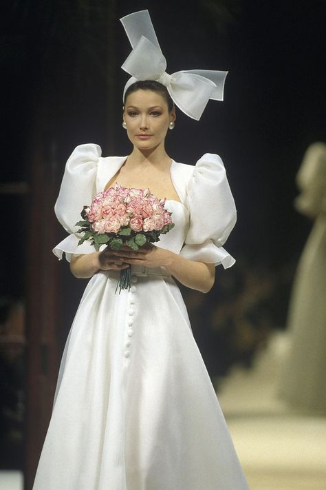 Wedding Dresses 90s, Givenchy Wedding Dress, 90s Wedding Dress, Wedding Dress Black, Parisian Wedding, Carla Bruni, Dior Haute Couture, Donatella Versace, Modern Wedding Dress