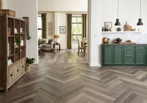 space! Traditional House Decor, Alpine Kitchen, Black Pearl Granite, Herringbone Laminate Flooring, Flooring Bedroom, Herringbone Floors, 2x4 Wood, Wood Floor Design, Playground Flooring