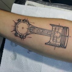 Gear Head Tattoo Ideas, Car Engine Tattoo, Mechanic Tattoo For Men, Tool Tattoo Mechanic, Car Related Tattoos, Moto Tattoo Ideas, Piston Tattoo Design, Engineering Tattoo Ideas, Mechanic Tattoo Ideas