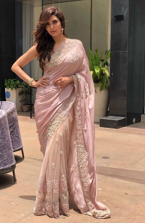 Office Sarees, Chiffon Saree Party Wear, Pakistani Saree, Karishma Tanna, Naagin 3, Indian Sari Dress, Modern Saree, Saree Blouse Patterns, Saree Designs Party Wear