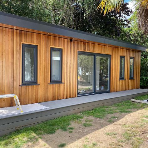 Building Cladding, Cladding Ideas, Lakeside House, Garden Gym, Osmo Oil, Garden Room Ideas, Protection Oil, Garden Room Extensions, Wooden Cladding