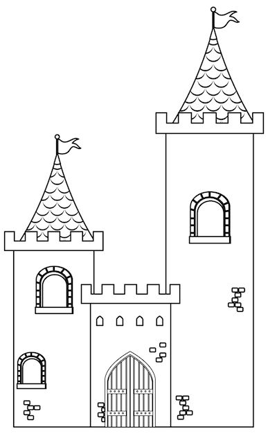 Medieval castles doodle outline for colo... | Premium Vector #Freepik #vector #cartoon-drawing #cartoon-sketch #cartoon-svg #drawing Svg Drawing, Castle Outline, Town Drawing, Sketch Cartoon, Cartoon Sketch, Wooden Floor Lamps, Medieval Castles, Cartoon Svg, Vector Cartoon