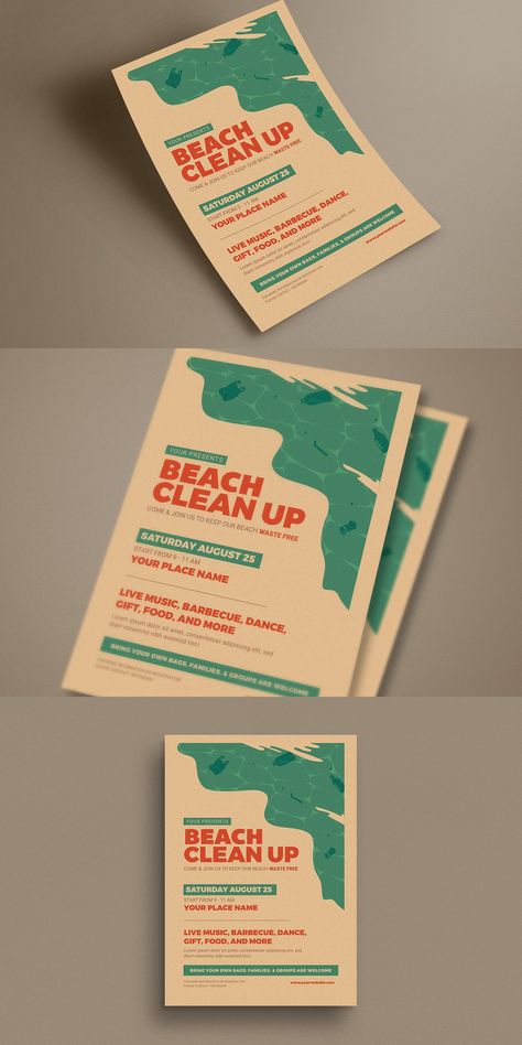 Beach Clean Up Event Flyer Beach Cleanup Poster, Beach Clean Up Poster, Clean Poster Design, Event Flyer Design, Event Brochure, Floating Architecture, Beach Clean Up, Infographic Design Layout, Infographic Poster