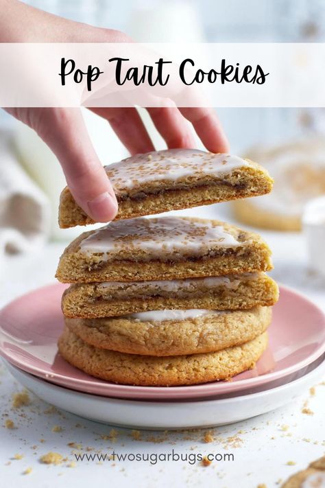 Cinnamon Pop Tart Cookies, Brown Sugar Pop Tart Cookie, Frosted Brown Sugar Pop Tart Cookies, Elevated Cookie Recipes, Cinnamon Poptart Cookies, Swig Cookies Recipe, Crumbl Poptart Cookie, Over The Top Cookie Recipes, Poptart Cookie Recipes