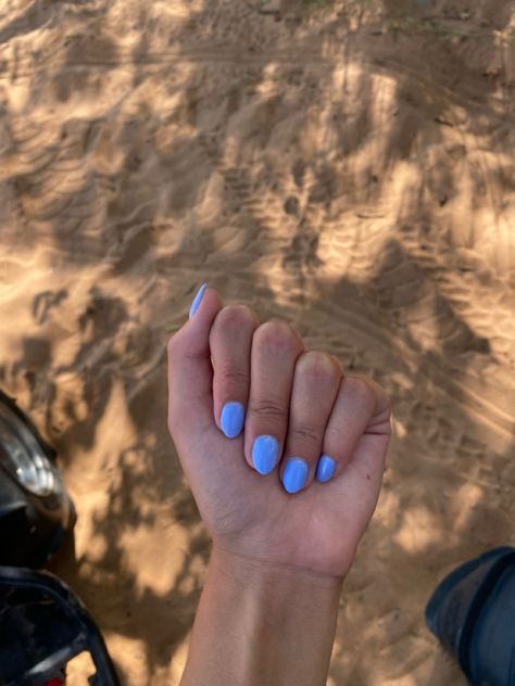 Short Nails Periwinkle, Light Blue Acrylic Nails Almond Short, Short Round Nails Purple, Short Periwinkle Nails, Periwinkle Almond Nails, Cute Short Round Nails, Really Short Almond Nails, Perrywinkle Nails, Periwinkle Blue Nails