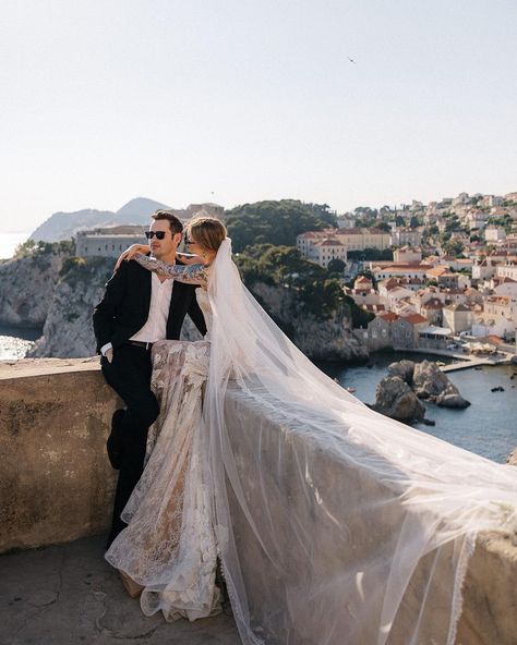 European elopement in Dubrovnik Croatia Causal Wedding, European Elopement, Paris Photo Ideas, Croatia Wedding, Wedding Portrait Poses, Lavender Haze, European Wedding, Elopement Dress, Italy Outfits