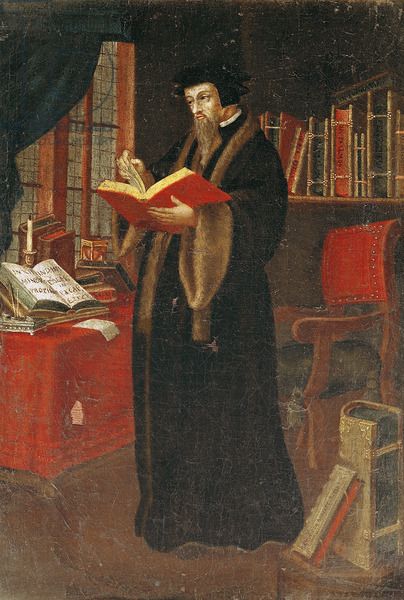 Portrait of John Calvin (1509-64), French theologian and reformer (oil on canvas) Council Of Trent, Framing Canvas Art, Edmond Rostand, Alphonse Daudet, French Literature, Bible Commentary, John Calvin, George Sand, School Portraits