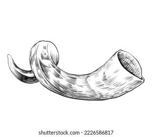 Shofar Tattoo, Shofar Art, House Of Dragons, Black And White Illustration, Black & White, Chorus, Image Illustration, Drawing Sketches, Tattoo Ideas