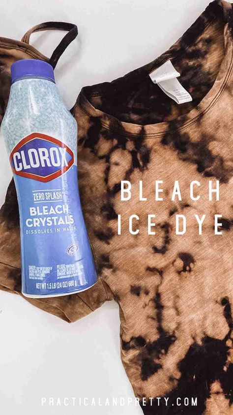 Reverse Bleach Tie Dye, Bleach Ice Dye, How To Reverse Tie Dye, How To Bleach Tie Dye, Reverse Tie Dye Techniques, Tie Dye With Ice, Bleach Tie Dye Diy, Reverse Tie Dye With Bleach, Tie Dye With Bleach