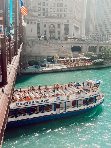 #chicago #building #architecture #thebean #tourist #asthetic #downtownchicago #boattour #chicagoriver River Aesthetic, Pier House, Buckingham Fountain, Chicago Trip, Crafts To Do When Your Bored, Soldier Field, Grant Park, Chicago Art, Navy Pier