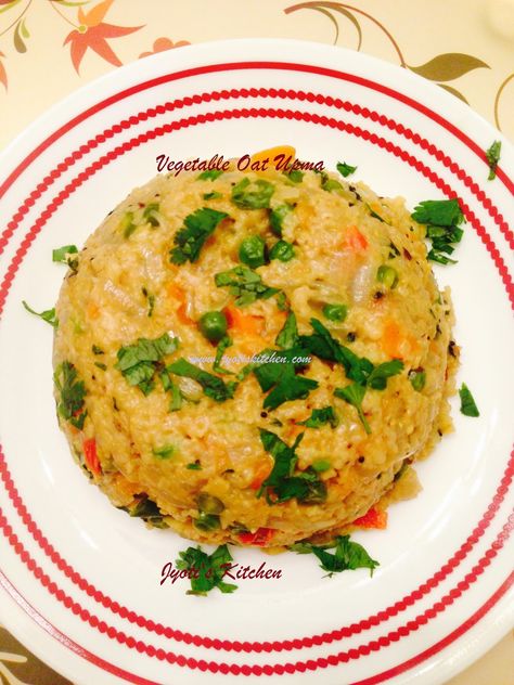 Vegetable Oat Upma #Recipe@: http://www.jyotiskitchen.com/2016/03/vegetable-oat-upma.html Rava Upma Recipe, Oats Upma, Upma Recipe, Veggie Delight, Chicken Slow Cooker Recipes, Breakfast Snacks, Oats Recipes, Cooking Ingredients, Easy Healthy Breakfast