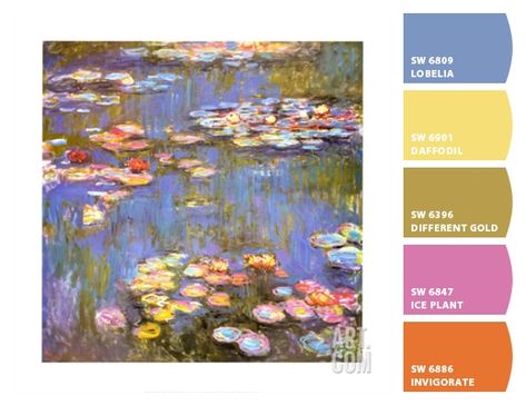 Monet Palette Color Schemes, Monet Colour Palette, Claude Monet Color Palette, Monet Color Palette, Monet Palette, Claude Monet Water Lilies, Monet Water Lilies, Monet Paintings, Color Meanings