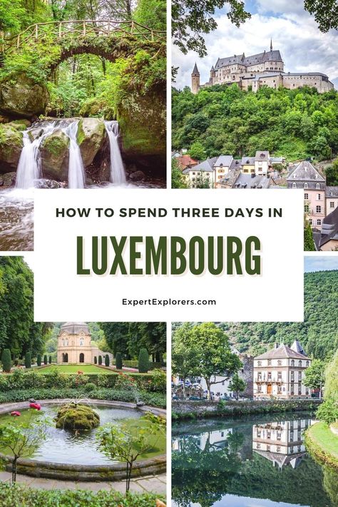 Spend three days in Luxembourg with castles perched on hilltops, dreamlike woodland streams, and ancient villages. How to spend three days in Luxembourg: Travel Guide on the Best Things To Do | Luxembourg Attractions | Beautiful Places in Luxembourg | Via ExpertExplorers.com | #luxembourg #europe #travel Places To Visit In Luxembourg, Luxembourg Instagram Spots, What To Do In Luxembourg, Things To Do In Luxembourg, Remich Luxembourg, Luxembourg Castles, Luxembourg Travel, Luxembourg City, Europe Itineraries