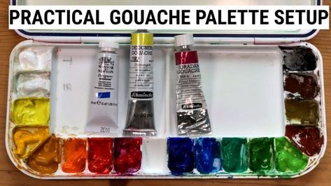 My new favorite gouache palette setup 2 Gouache Palette, Importance Of Art, Gouache Paints, Realistic Sketch, Walnut Ink, Landscape Painting Tutorial, Sketchbook Tour, Sketch Videos, Watercolor Video