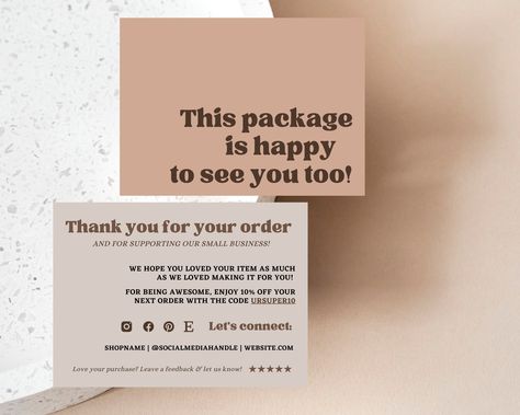 EDITABLE Neutral Business Thank You Card Printable Thanks For Your Purchase Card, Modern Small Business Package Insert Card, Luxury Design