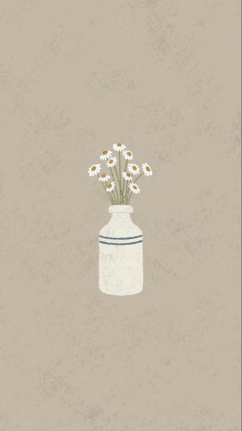 Vase Wallpaper, Flower Garland Diy, Wallpaper Iphone Boho, Daisy Tattoo, Vintage Flowers Wallpaper, Aesthetic Flower, Wallpaper Cute, Cute Simple Wallpapers, Hand Drawn Flowers