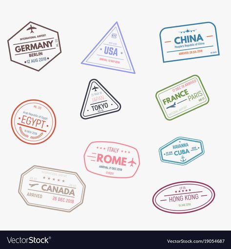 Travel Stamps Free Printable, Stamp Printable, Biometric Passport, Tourism Design, Passport Template, Wal Art, Travel Stamp, Blue Words, Passport Stamps