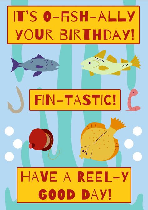 Fishing You A Happy Birthday, Fishing Birthday Quotes, Happy Birthday Fishing Funny, Happy Birthday Fish, Men Hobbies, Happy 69th Birthday, Fishing Birthday Cards, Happy Birthday Fishing, Happy Birthday Wishes For Him