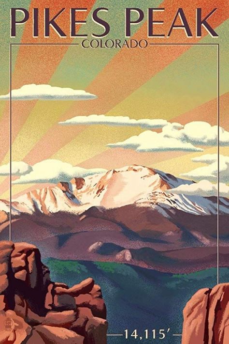 #northamericatravel #north #america #travel #north #america #travel #poster Colorado Travel Poster, Colorado Poster, Pikes Peak Colorado, Posters Decor, Gallery Artwork, Large Framed Prints, Free Canvas, Colorado Travel, Pikes Peak