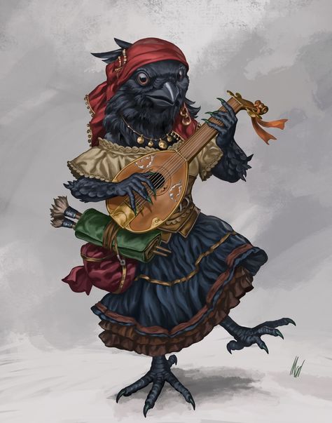 ArtStation - Bard character concept Kenku Bard Dnd, Kenku Character Art, Kenku Bard, Bard Character, Dnd Bard, Dnd Races, Fantasy Role Playing, Incredible Art, Dungeons And Dragons Characters