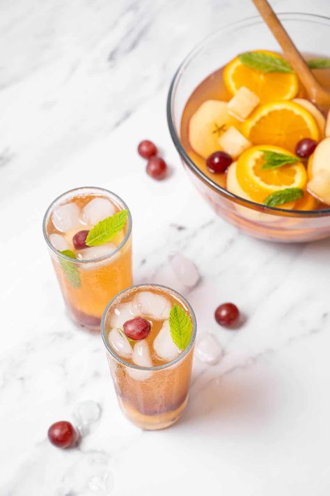 Cava Sangria Recipe, Cava Sangria, Holiday Sangria, Frozen Grapes, Sangria Recipe, Apple Brandy, Sangria Recipes, Country Cooking, Pineapple Juice