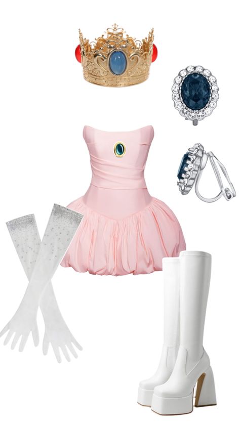 Princess Peach Halloween Costume, Princess Peach Halloween, Princess Peach Dress, Fun Halloween Outfits, Princess Peach Costume, Peach Costume, Amazing Halloween Costumes, Prince Costume, Classy Halloween Costumes