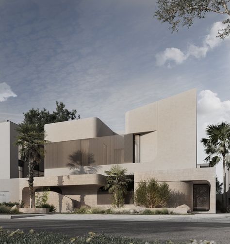 Cave House — Alhumaidhi Architects | Architecture & Design Office in Kuwait Concrete Effect Paint, Facade Architecture Design, Minimal Architecture, Cave House, Modern House Facades, Modern Exterior House Designs, Architecture Building Design, Decoration Kitchen, Architecture Design Concept