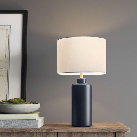 Greyleigh™ Raquel Ceramic Table Lamp & Reviews | Wayfair Black And White Bedside Lamp, Black And White Lamp, Modern Bedside Lamps, Modern Bedside Table Lamps, Modern Nightstand Lamps, Future Bathroom, Nightstand Lamps, Concrete Table Lamp, Black Table Lamp